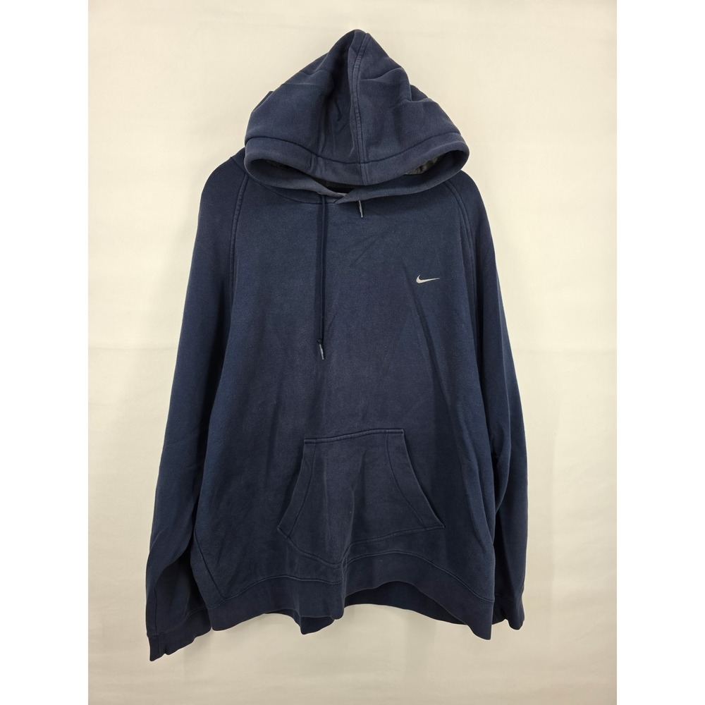 Nike Mens XXL Navy Blue Embroidered Swoosh Pullover Fleece Hoodie 2789